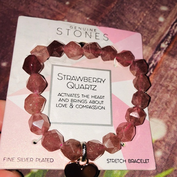 π Strawberry Quartz Stretchy π Charm Bracelet - Picture 3 of 6